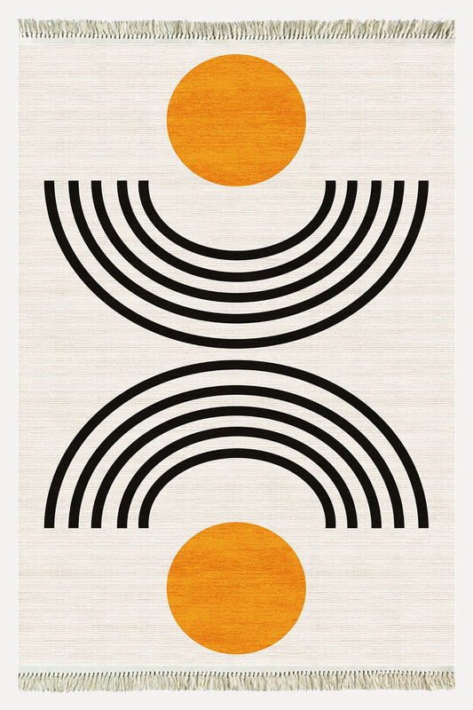 Cotton Kilim 80 Krem Tonlarında  Etnik Boho Stil Pamuk Taban