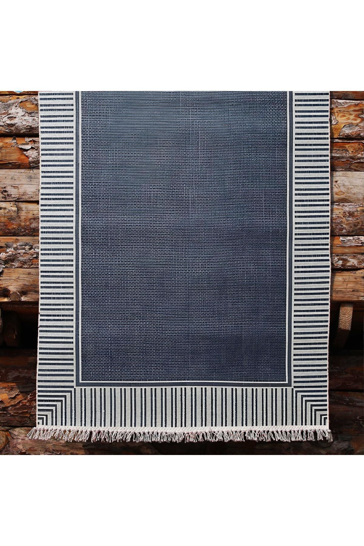 Cotton Kilim 11 Laciver Tonunda Geometrik Desenli Dekoratif Yıkanabilen Dokuma Taban Kilim