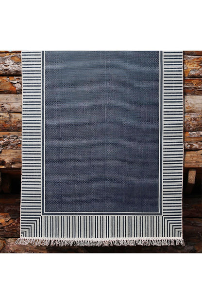 Cotton Kilim 11 Laciver Tonunda Geometrik Desenli Dekoratif Yıkanabilen Dokuma Taban Kilim