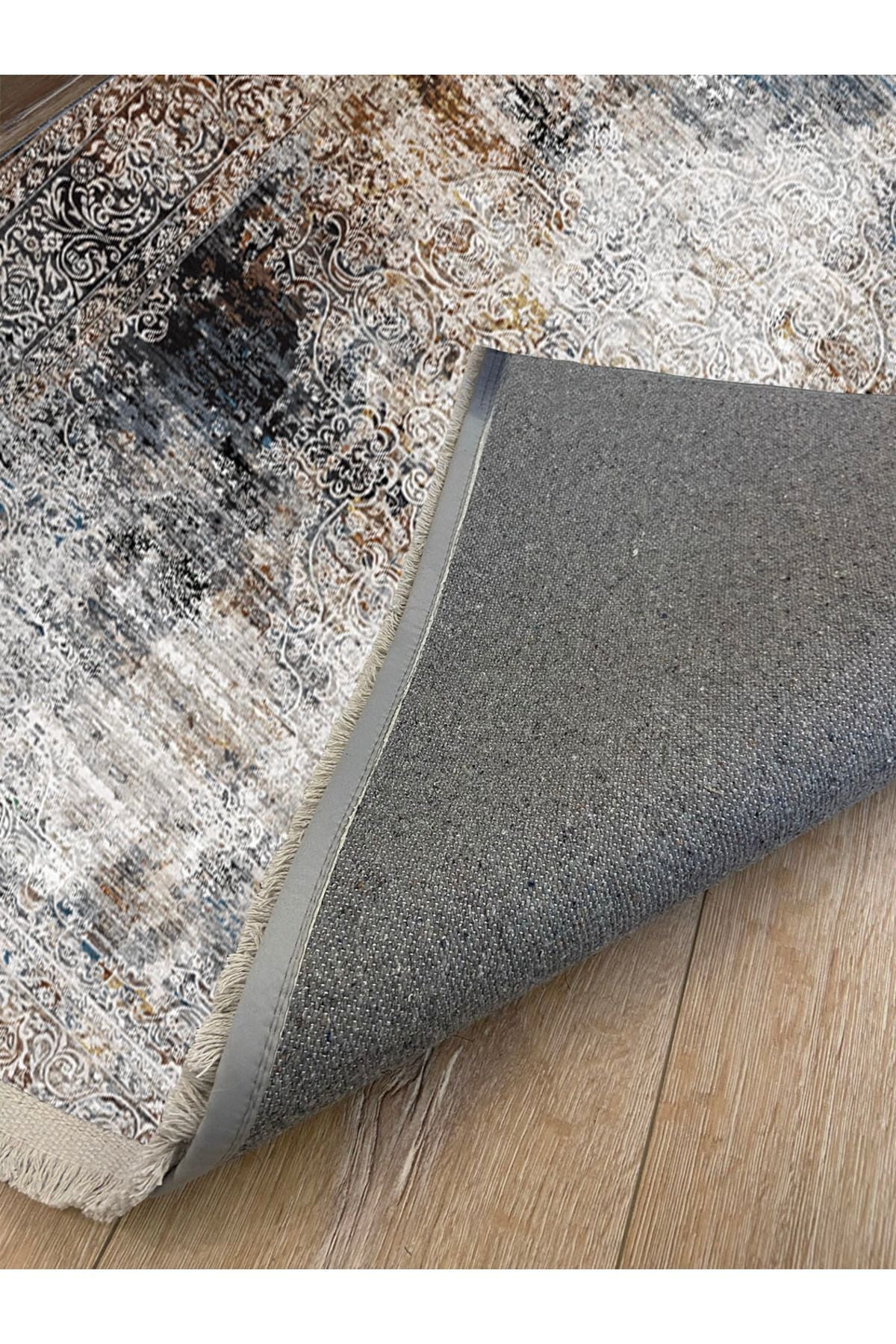 Halı Vagonu 2163 Eskitme Desenli Yıkanabilir Kaymaz Tabanlı Salon Halısı, Koridor Ve Mutfak Halısı