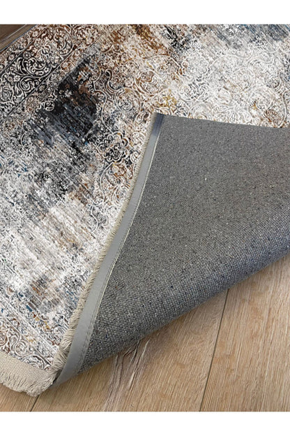 Halı Vagonu 2163 Eskitme Desenli Yıkanabilir Kaymaz Tabanlı Salon Halısı, Koridor Ve Mutfak Halısı