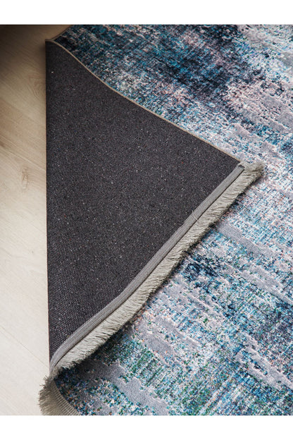 Halı Vagonu 2024 Mavi Gri Soyut Desen Modern Dokuma Taban Dekoratif Halı