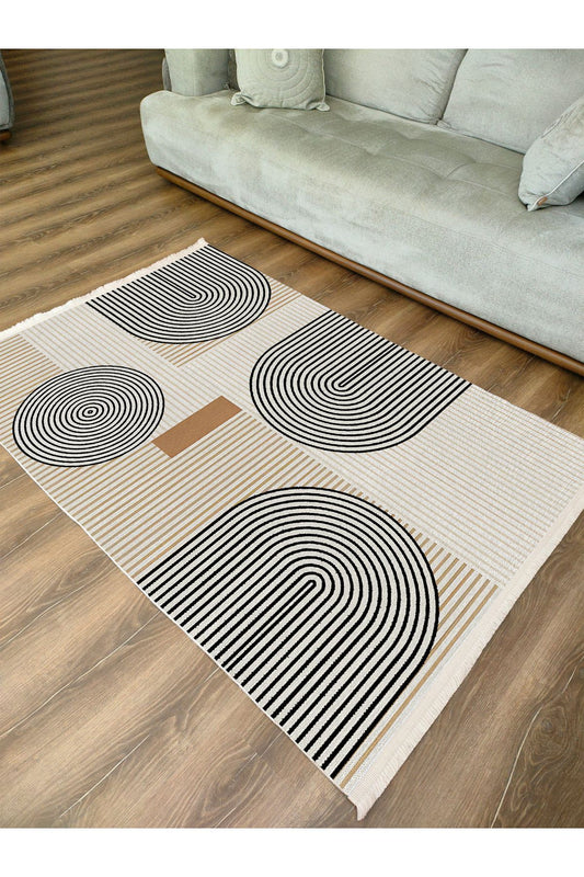 Mars 134 Iskandinav Bohem Desenli Yıkanabilir Kaymaz Tabanlı Salon Halısı, Koridor Ve Mutfak Halısı