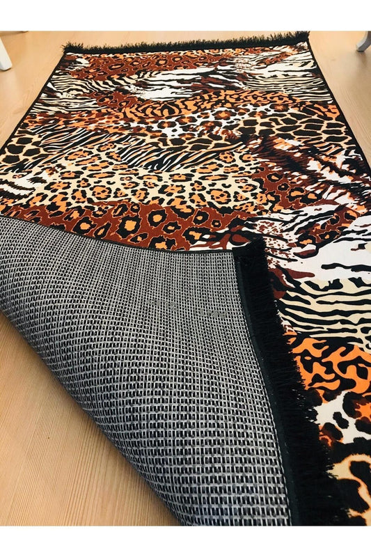 Yumuşak Dokulu Bambu Soft Kilim - Post Desenli Saçaklı Dijital Baskı