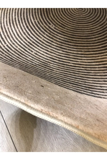 Jüt Efektli Dijital Baskılı Yuvarlak Halı - Jute08