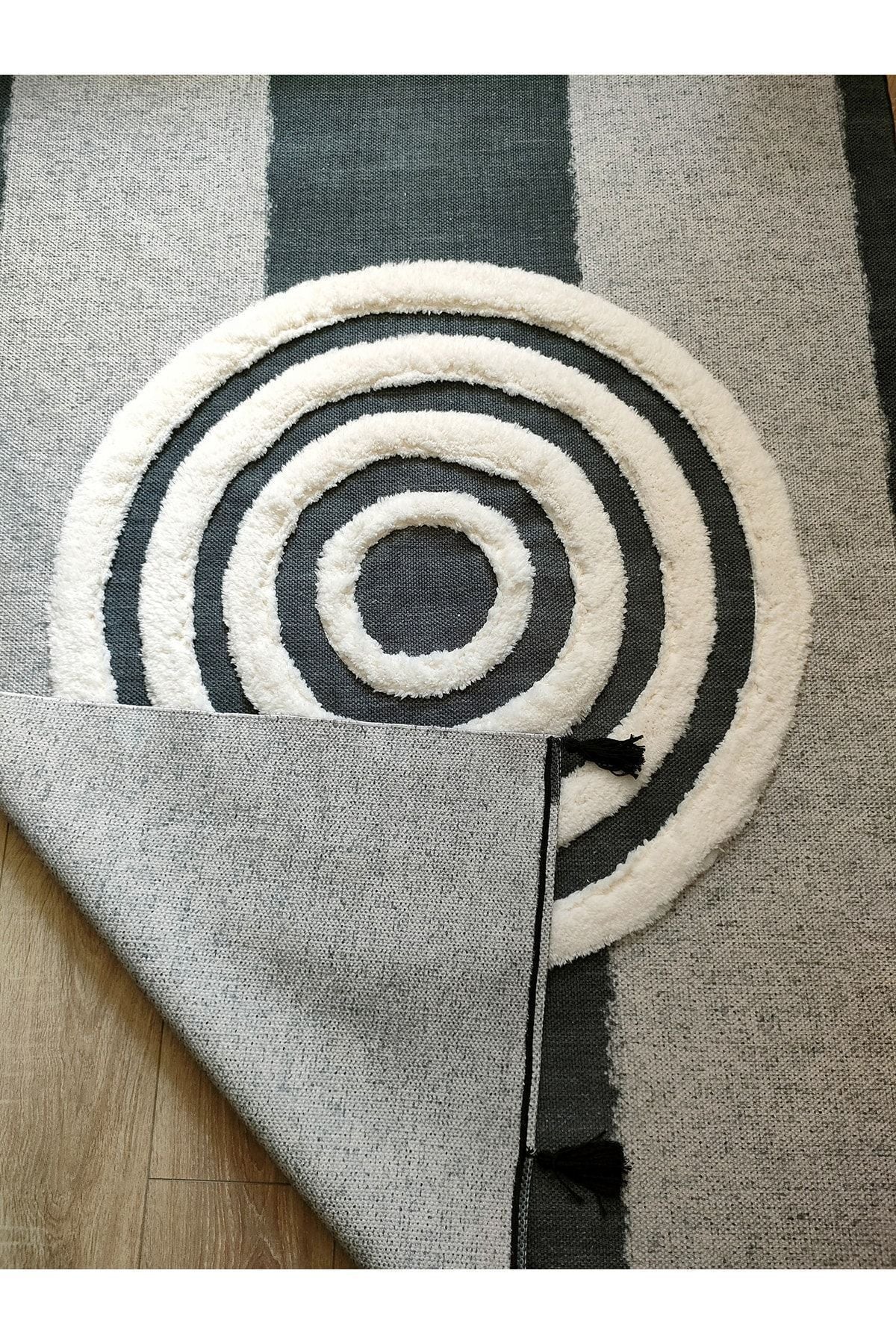 Tafting Kilim Serisi Üzeri Peluşlu Dokuma Taban Dekoratif Kilim