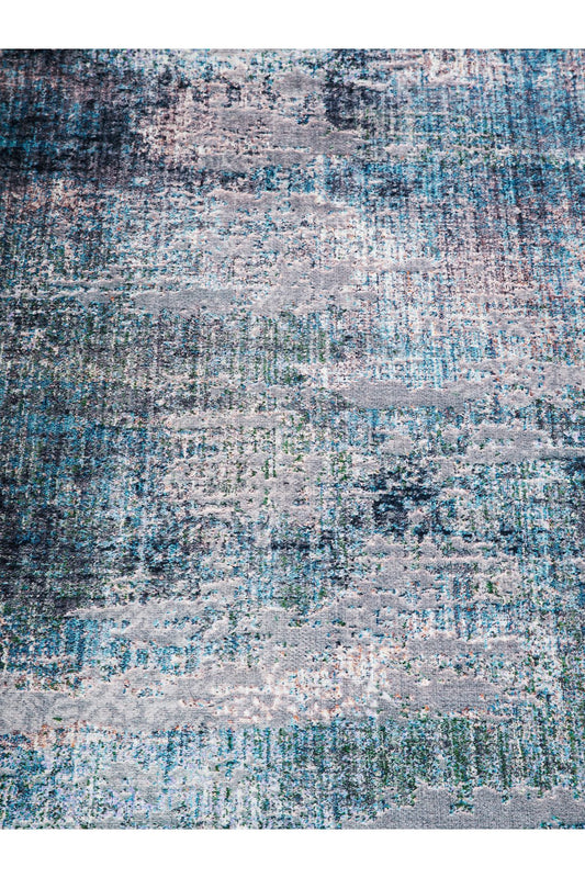 Halı Vagonu 2024 Mavi Gri Soyut Desen Modern Dokuma Taban Dekoratif Halı