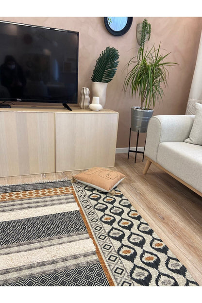 Tafting Kilim Iskandinav Halı Peluşlu Dokuma Taban Yıkanabilir Dekoratif Kilim