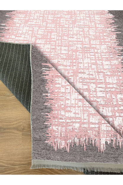 Halı Vagonu 2061 Modern Çerçeve Desenli Yıkanabilir Kaymaz Salon Halısı, Koridor Ve Mutfak Halısı