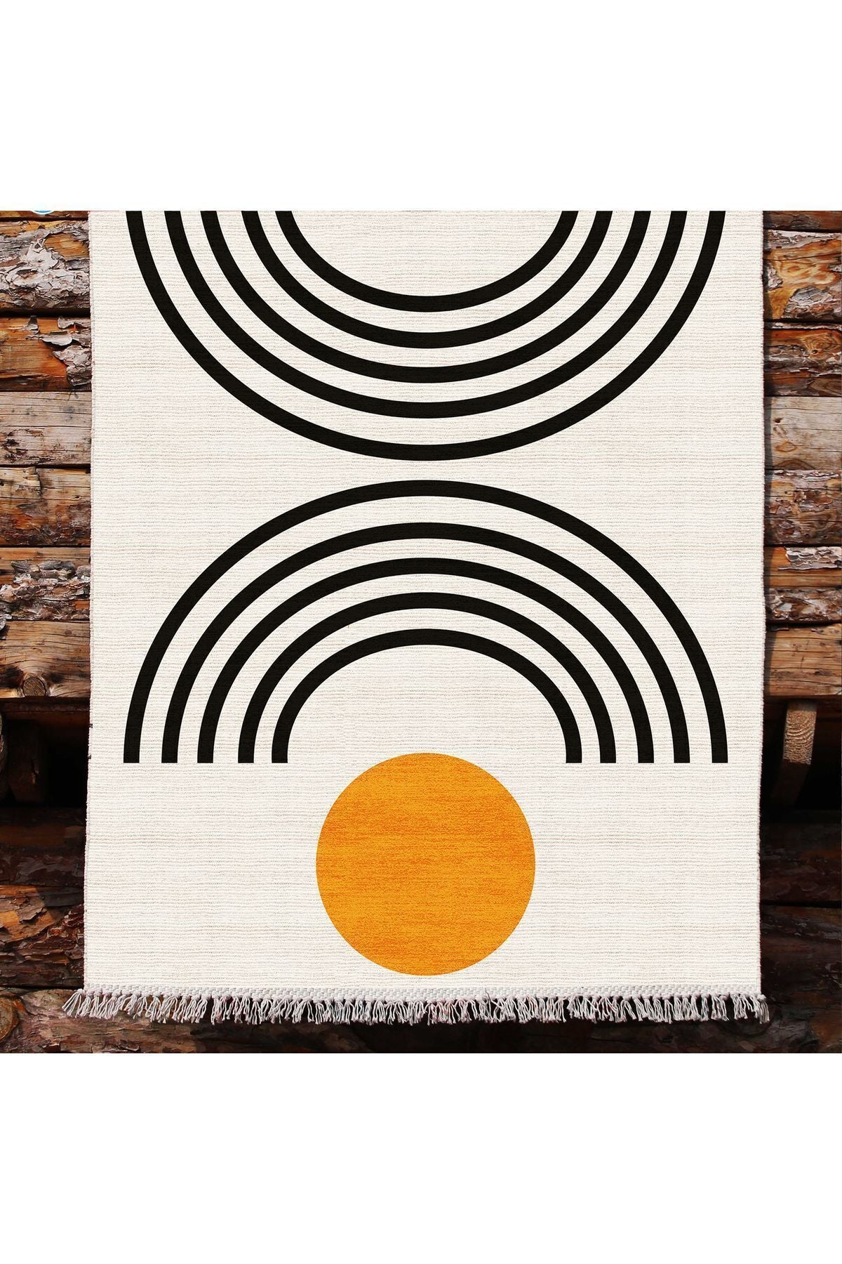 Cotton kilim Krem Tonunda Geometrik Desenli Dekoratif Yıkanabilen Dokuma Taban Kilim