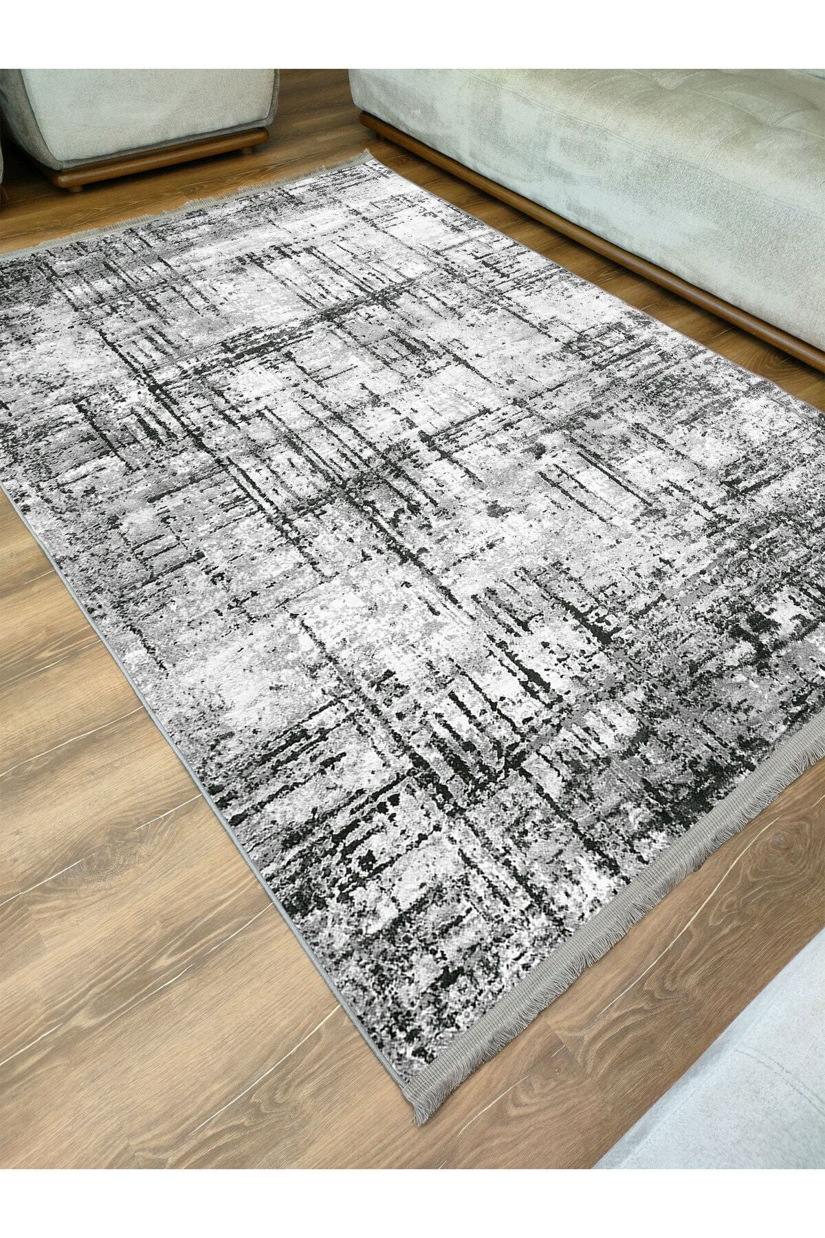 mars halı gri Tonunda dekoratif kilim Salon Halısı Peluş Halı Saçaklı Yıkanabilen Halı