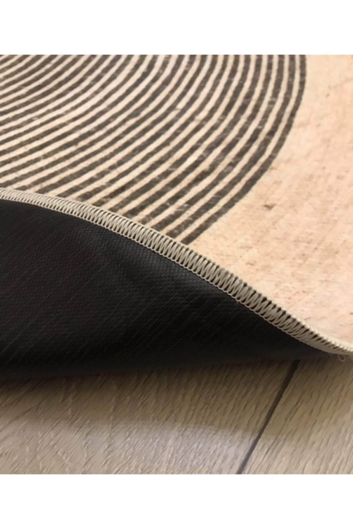 Jüt Efektli Dijital Baskılı Yuvarlak Halı - Jute08