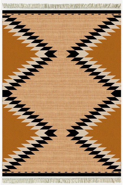 Cotton Serisi Hasır Görünümlü Geometrik Desen Dekoratif Dokuma Taban Kilim