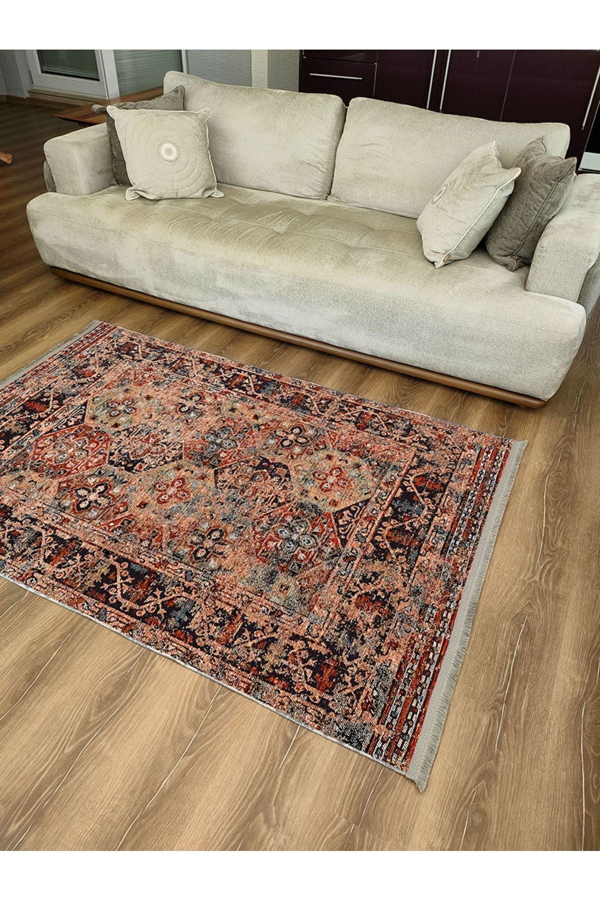 Mars Serisi Eskitme Desen Kaymaz Taban Şönil Halı