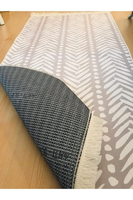 Yumuşak Dokulu Bambu Soft Kilim - İskandinav Saçaklı Dijital Baskı HV-SK-916