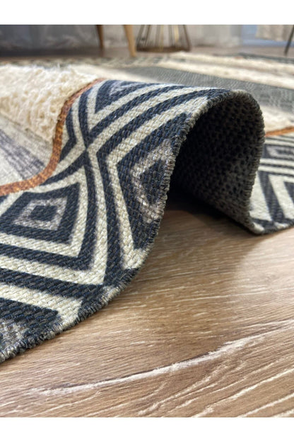 Tafting Kilim Iskandinav Halı Peluşlu Dokuma Taban Yıkanabilir Dekoratif Kilim