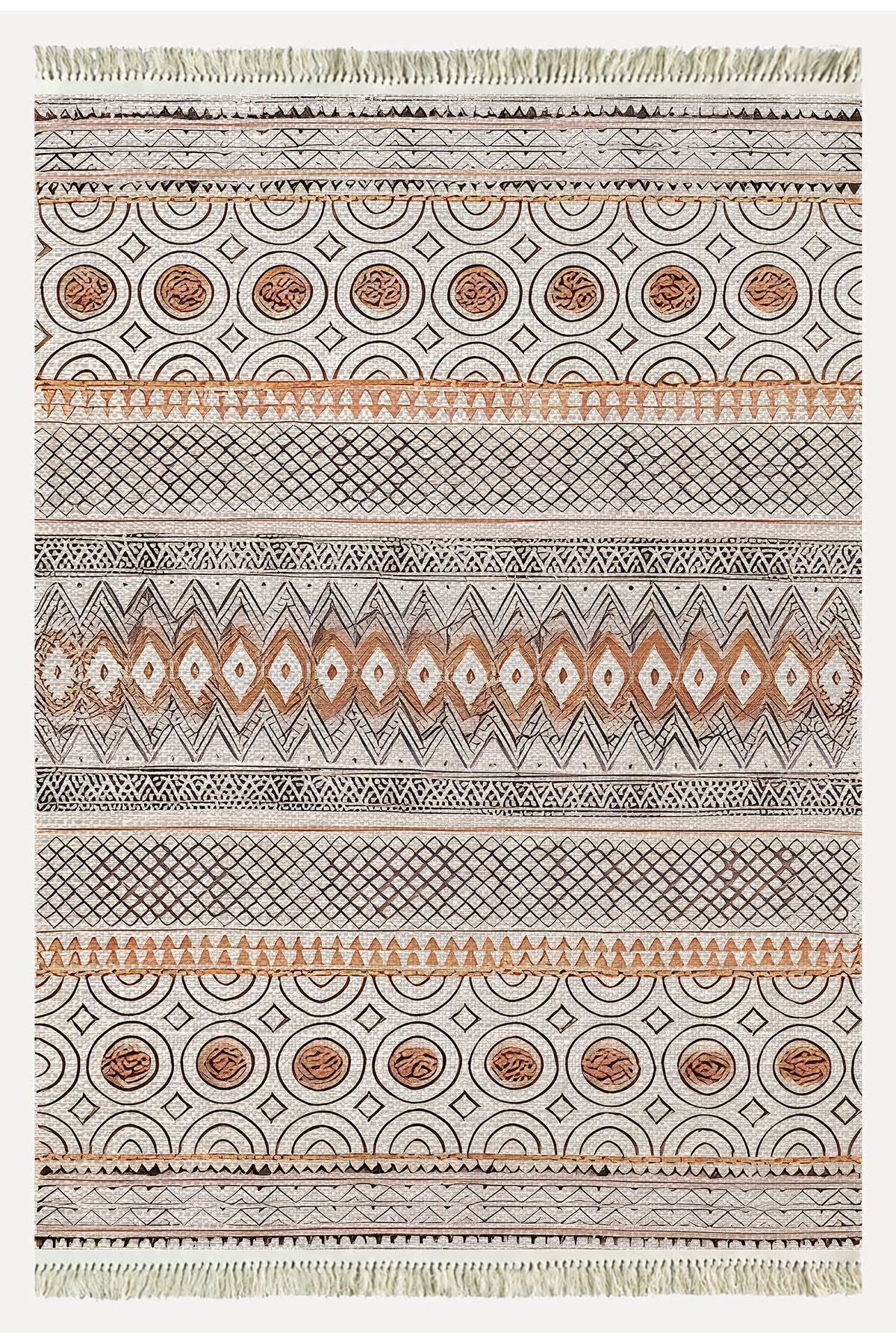 Cotton Kilim67 Multu Iskandinav Motifler Modern Dekoratif Saçaklı Yıkanabilen Dokuma Kilim