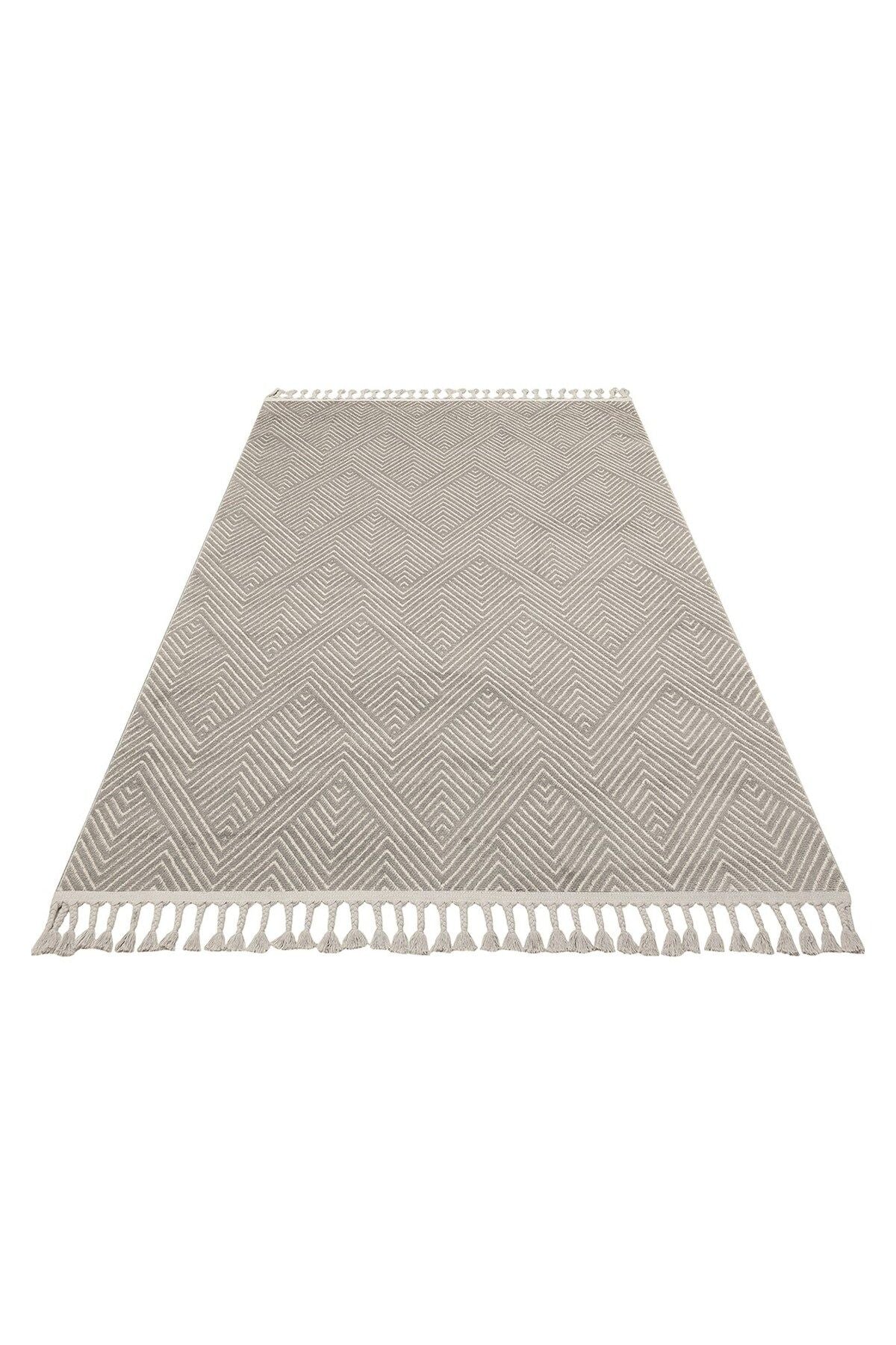 Urban Urb 01 Grey Whıte Etnik Desenlere Sahip Hav Toz Vermez Yumuşak Dokulu Modern Halı