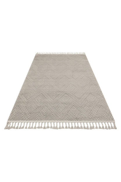 Urban Urb 01 Grey Whıte Etnik Desenlere Sahip Hav Toz Vermez Yumuşak Dokulu Modern Halı