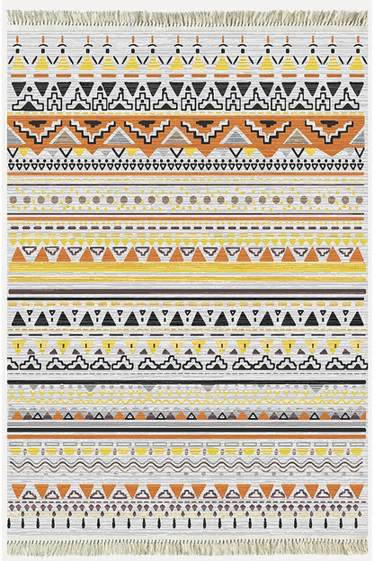 Cotton Kilim 58 Soft Renklerde Şerit Desenli Dekoratif Yıkanabilen Dokuma Taban Kilim