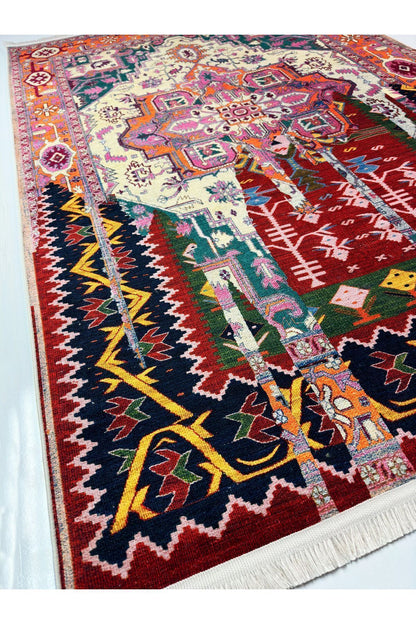Halı Vagonu 15 Sanatsal Artwork Stil Çok Renkli Vintage Dokuma Taban Halı