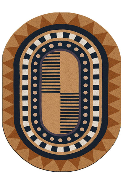 Boho 979 Jüt Hasır Etnik Desenli Oval Jüt Örme Doğal Hasır Natural Oval Halı