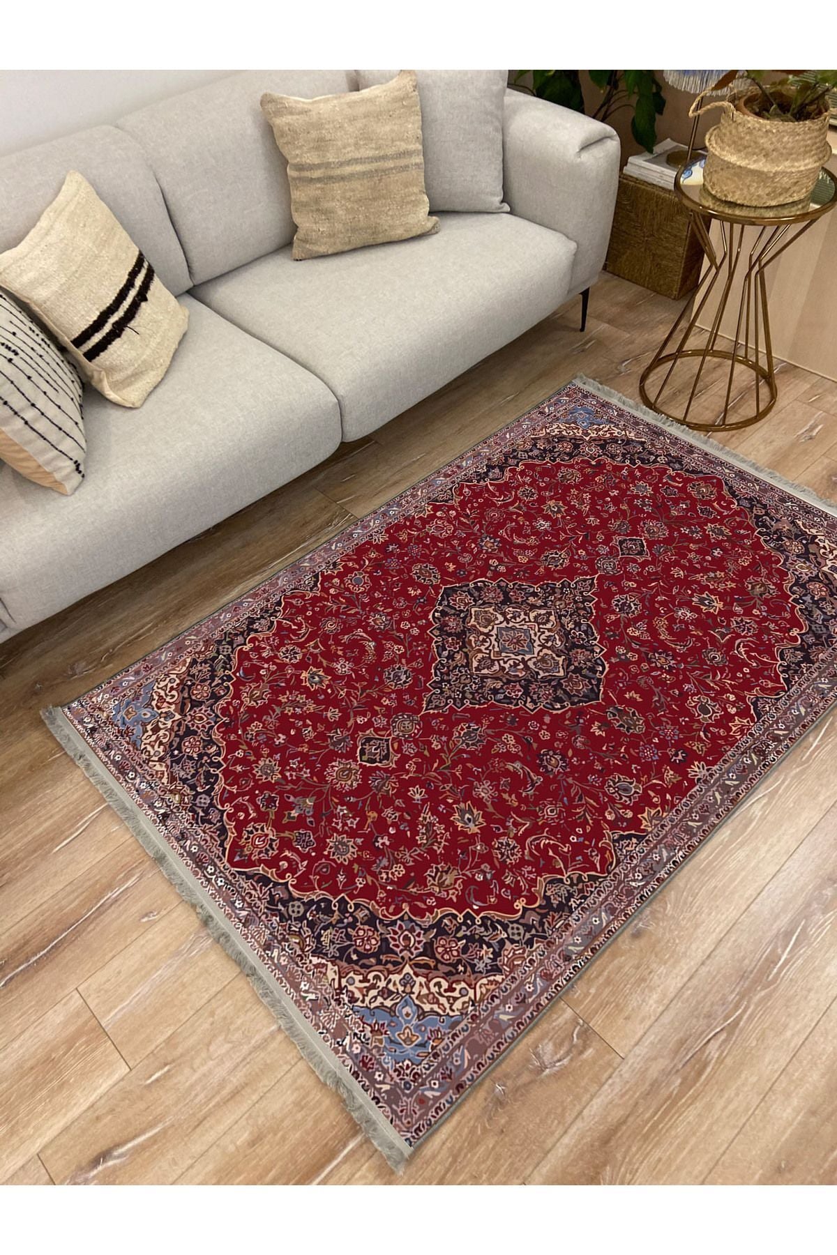 HV  2167 Etnik Desenli Yıkanabilir Kaymaz Tabanlı Salon Halısı, Koridor Ve Mutfak Halısı Kilim