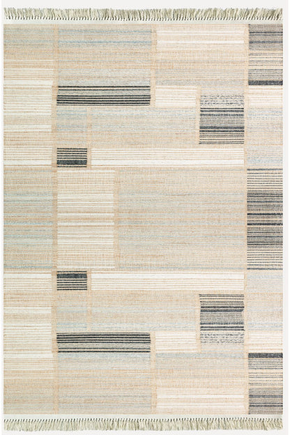 Cotton Serisi Hasır Görümlü Pachwork Eskitme Desenli Dekoratif Dokuma Taban Kilim