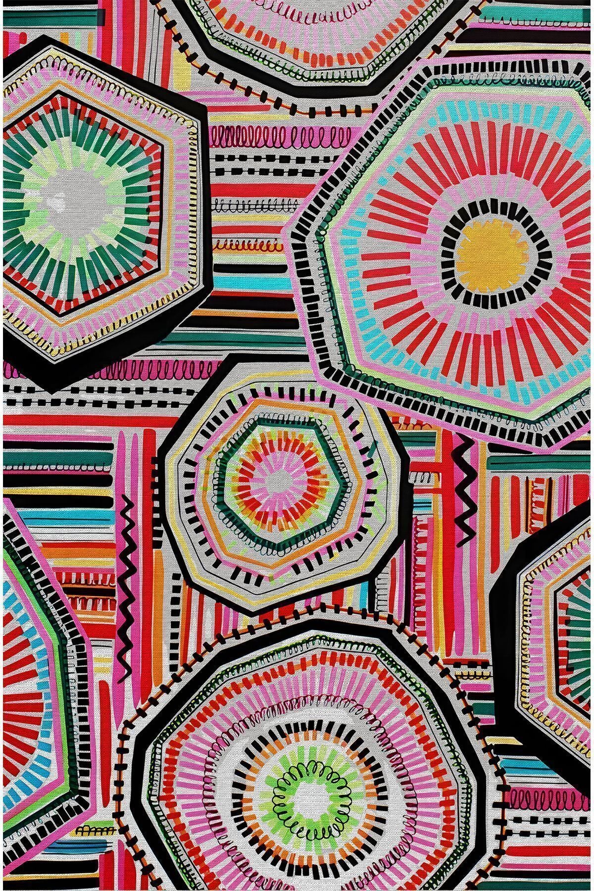 Halı Vagonu 92 Fuşya Tonlarında Klasık Dekoratif Kilim Salon Halısı Saçaklı Yıkanabilen Halı