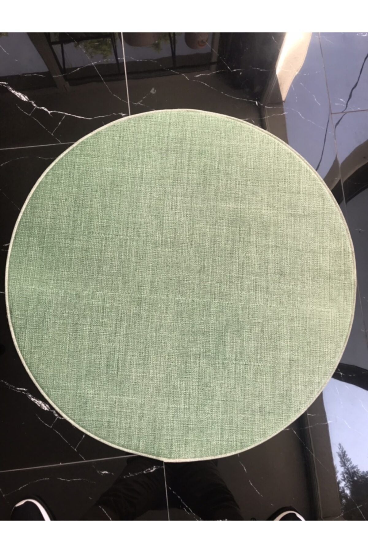 Yeşil Jüt Efektli Dijital Baskılı Yuvarlak Halı - Jute1101