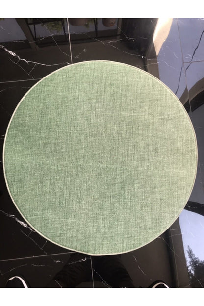 Yeşil Jüt Efektli Dijital Baskılı Yuvarlak Halı - Jute1101