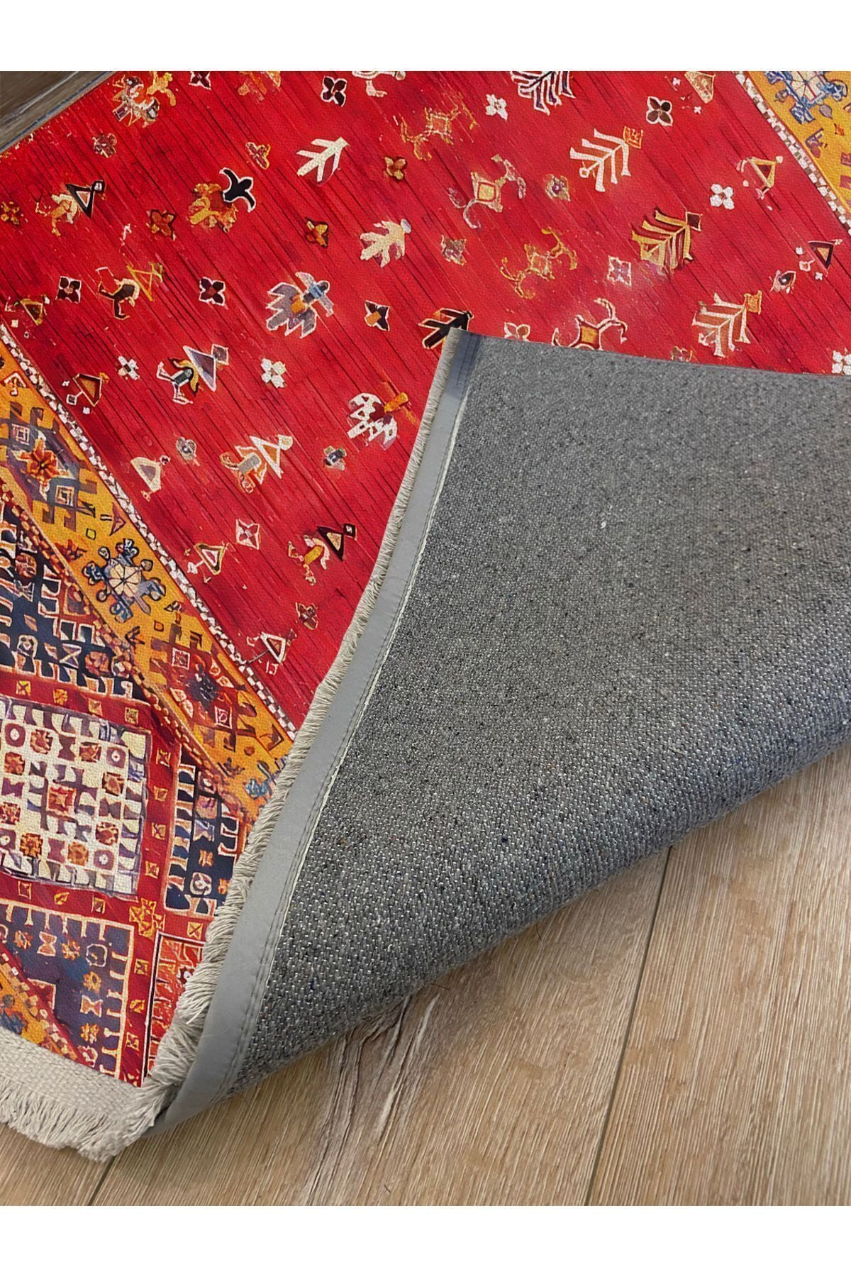 Halı Vagonu110ı Etnik Anadolu Halısı Dekoratif Salon Halısı Saçaklı Yıkanabilen Halı