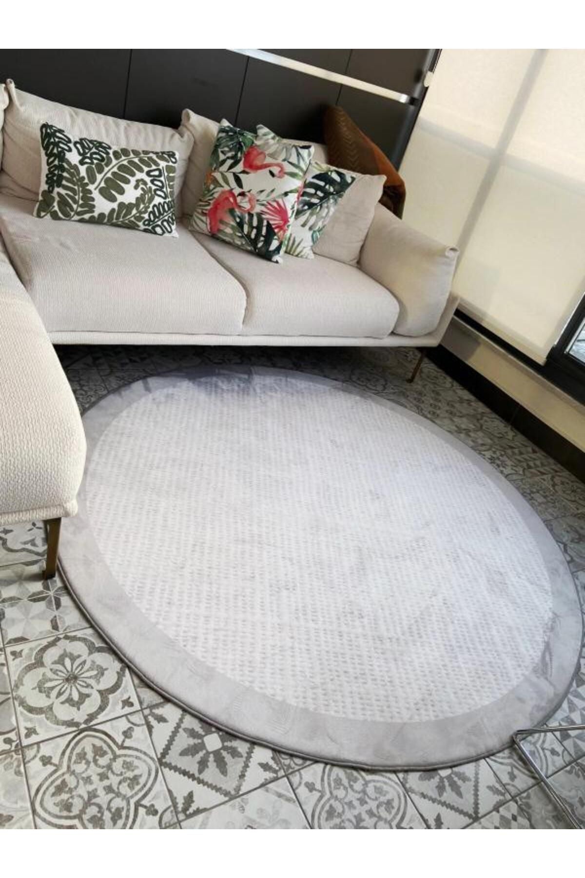 Hasır Sisal Jüt Desenli Dijital Baskılı Yuvarlak Halı