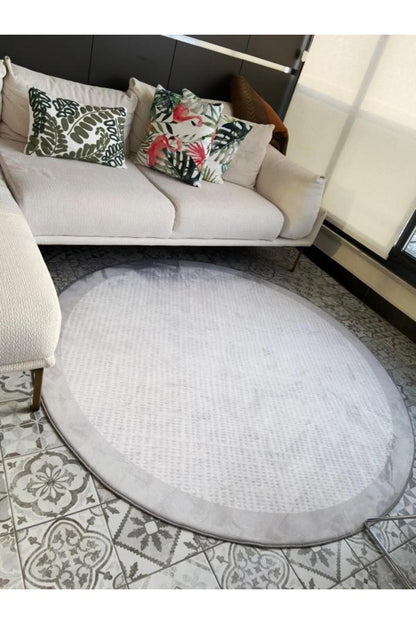 Hasır Sisal Jüt Desenli Dijital Baskılı Yuvarlak Halı