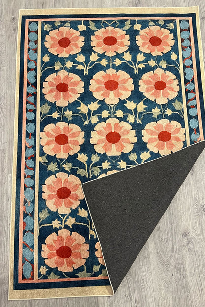 Çiçekli Floral Mavi Pembe Pop Art Salon Halısı Mutfak Halısı Yolluk Otantik Halı Halı Vagonu 231