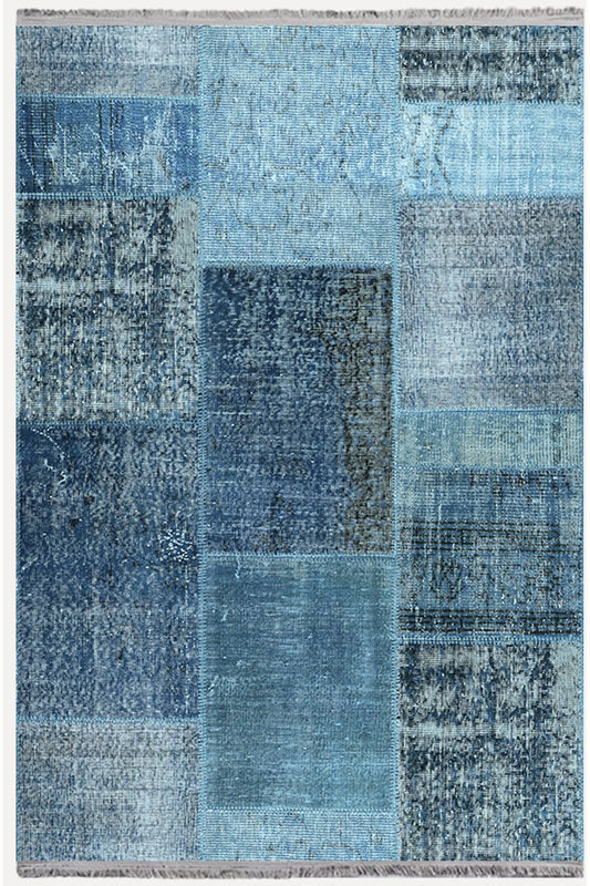 Halı Vagonu Halı 2090 Mavi Tonunda Dekoratif Halı Salon Halısı Saçaklı Yıkanabilen Halı