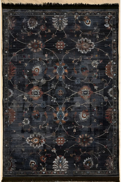 HV  54 Modern Stil Kreatif Siyah Halı Ve Kilim Salon Halısı Saçaklı Yıkanabilen Dekoratif Halı