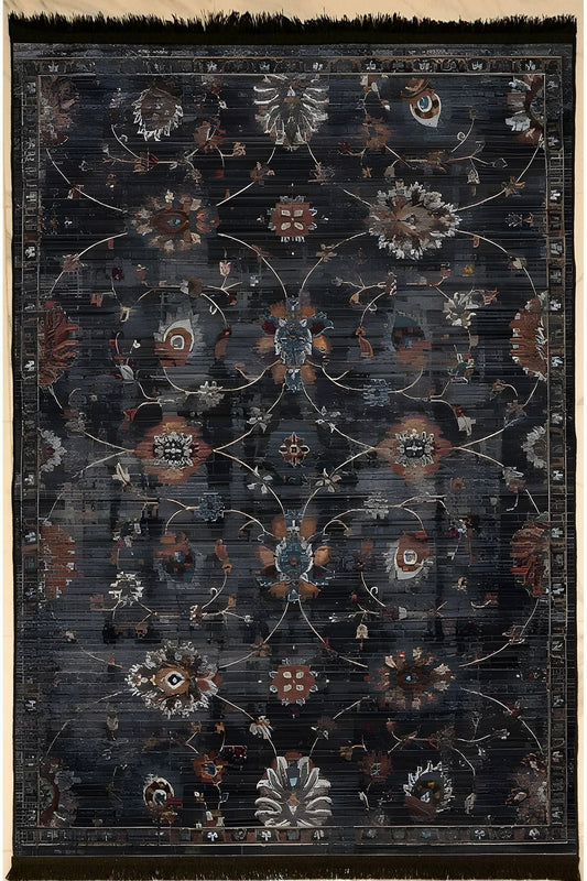 HV  54 Modern Stil Kreatif Siyah Halı Ve Kilim Salon Halısı Saçaklı Yıkanabilen Dekoratif Halı