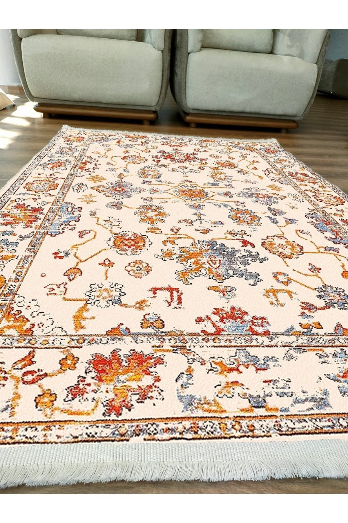 Halı Vagonu Serisi Multy Tonlarında Çiçekli Desen Kaymaz Taban Şönil Halı