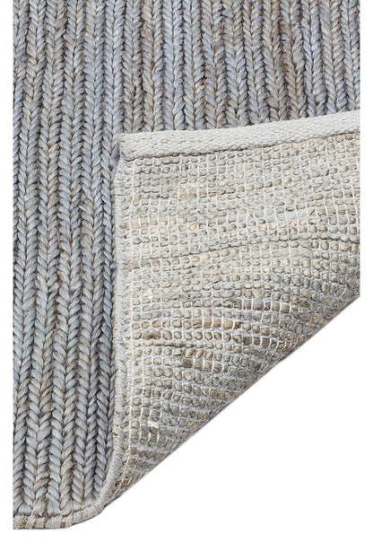 Fıne Chotı Fıne Slate Blue (Sb03) El Dokuma Naturel Jüt Hasır Halı'nın kenar bitimi ve doğal stili.