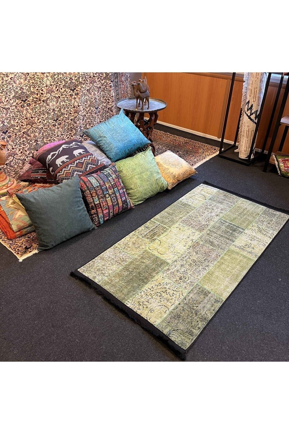 Yumuşak Dokulu Bambu Soft Kilim - Patchwork Saçaklı Dijital Baskı HV-SK-K8