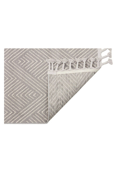 Urban Urb 01 Grey Whıte Etnik Desenlere Sahip Hav Toz Vermez Yumuşak Dokulu Modern Halı
