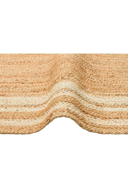 Echo Ech 10 Natural White Xw Flatweave El Dokuma Naturel Jüt Hasır Halı ile şık bir oturma odası dekorasyonu.