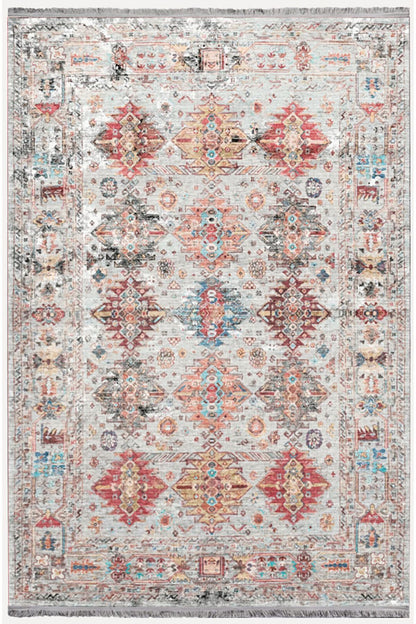 Mars 2164 Krem Tonlarında Eskitme Desen Kaymaz Taban Dekoratif Halı