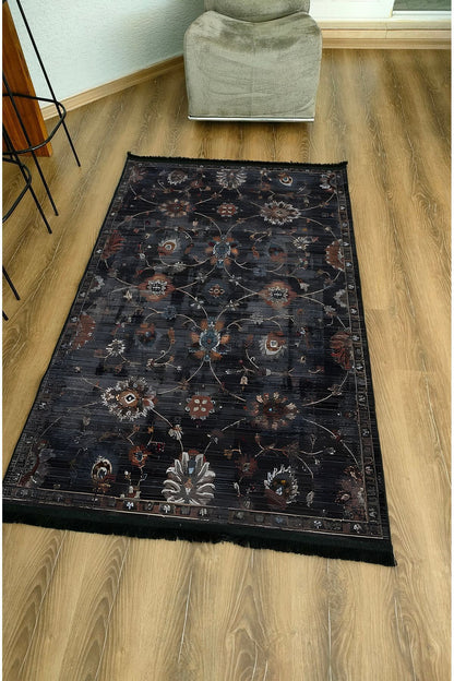 HV  54 Modern Stil Kreatif Siyah Halı Ve Kilim Salon Halısı Saçaklı Yıkanabilen Dekoratif Halı
