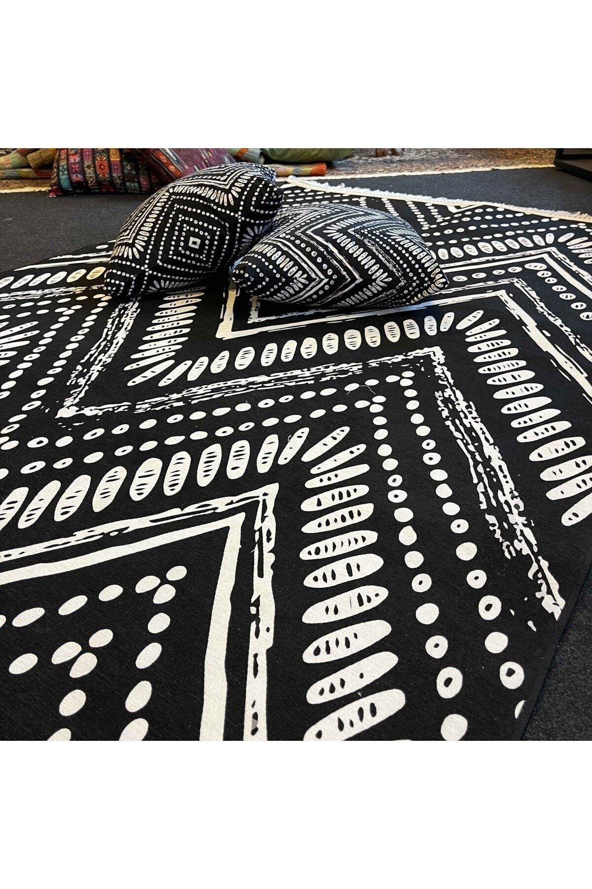 Yumuşak Dokulu Bambu Soft Kilim  İskandinav Saçaklı Dijital Baskı HV-SK-900