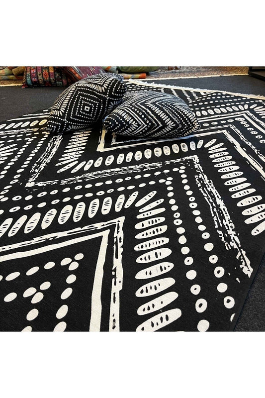 Yumuşak Dokulu Bambu Soft Kilim  İskandinav Saçaklı Dijital Baskı HV-SK-900