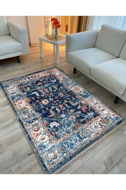 Halı Vagonus 2166 Eskitme Desenli Yıkanabilir Kaymaz Tabanlı Salon Halısı, Koridor Ve Mutfak Halısı