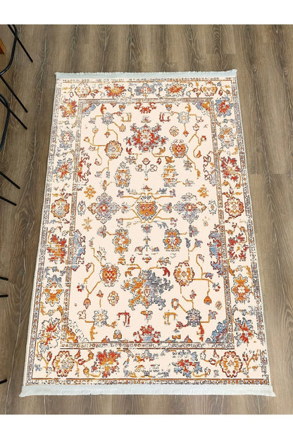 Halı Vagonu Serisi Multy Tonlarında Çiçekli Desen Kaymaz Taban Şönil Halı