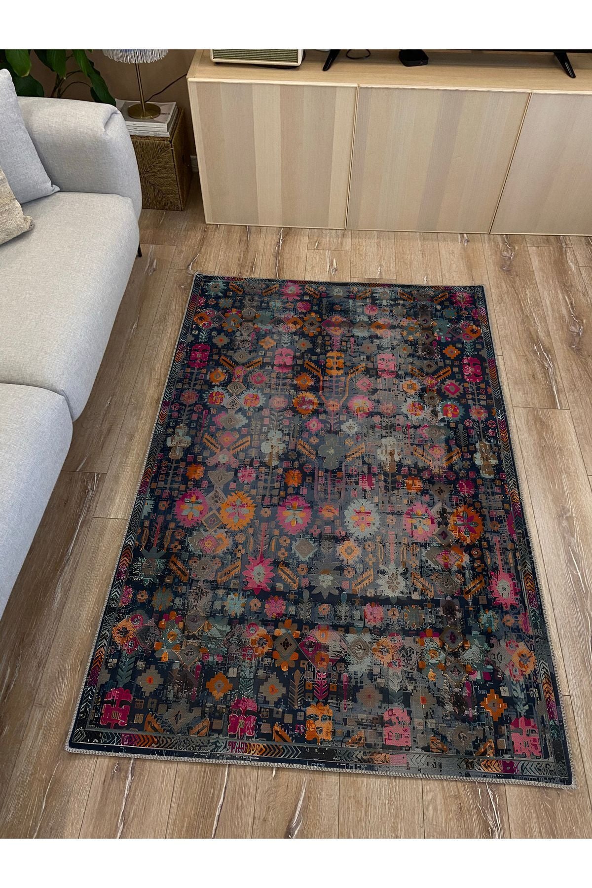 Halı Vagonu 59 Modern Stil Lacivert Halı Ve Kilim Salon Halıs Halı Saçaklı Yıkanabilen Halı